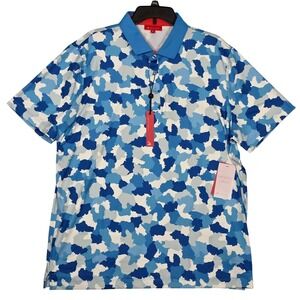 Redvanly Dawson Polo Shirt Men's XL Malibu Blue Camo Golf Athletic Luxury New